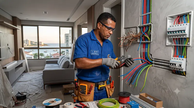 Troca de fiação elétrica antiga de apartamento no Centro de Cabo Frio